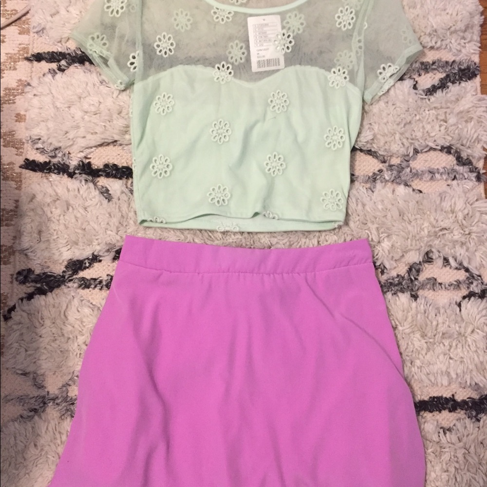 Mint green detailed crop top